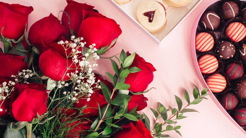 flowers and chocolates valentines day zoom background