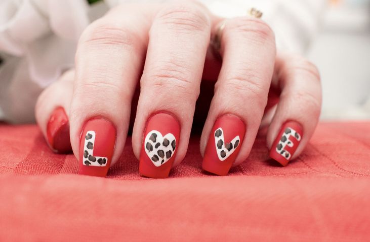 30 Lovely Valentines Nails in 2023 : Pink & Red Love Heart Sheer Nails