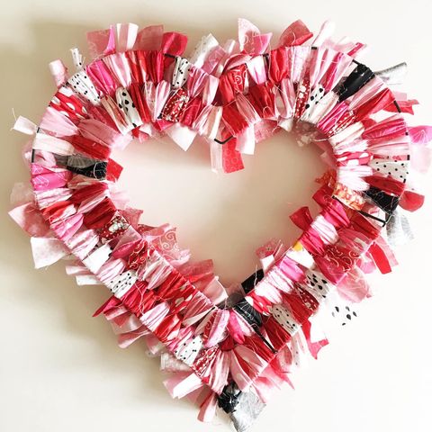 valentines wreaths heart fabric rag wreath