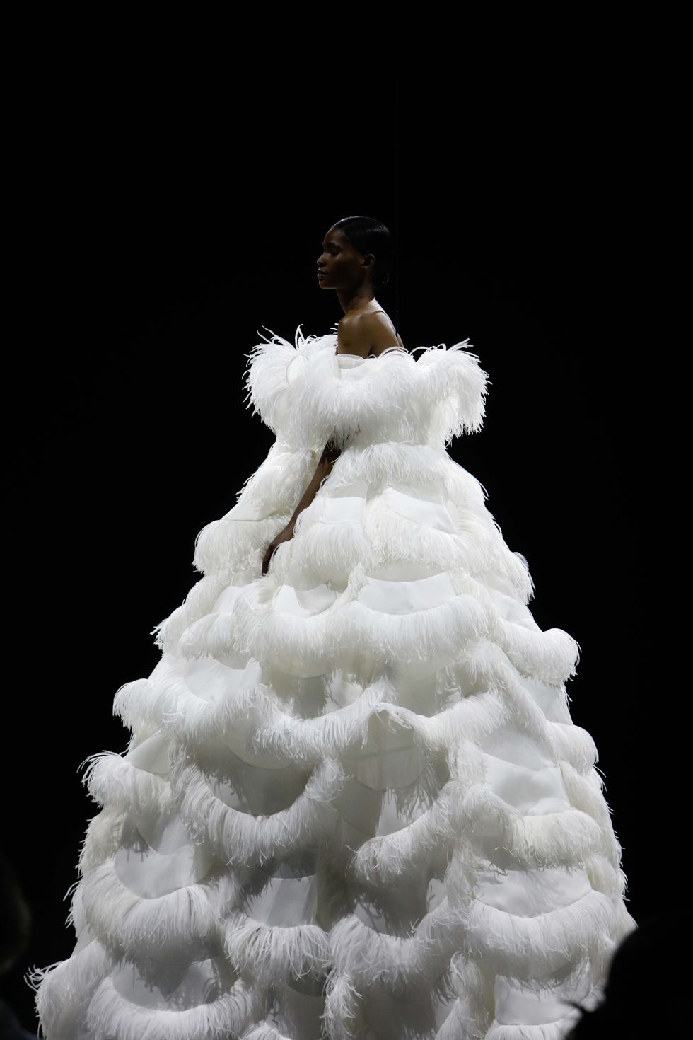 Gown, Dress, White, Wedding dress, Clothing, Bridal clothing, Figurine, Fashion, Bridal party dress, Tree, 