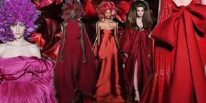 Clothing, Red, Fashion, Maroon, Robe, Haute couture, Fashion model, Dress, Gown, Formal wear, 