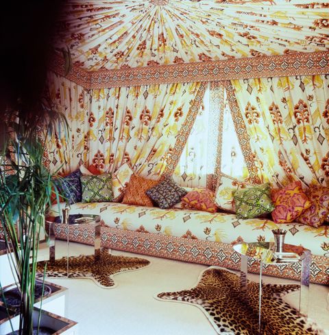 the indoor turkish tent in an alcove off the living room in the rome apartment of fashion designer valentino where leopard skin rugs adorn the floors and a long sofa is covered with decorative pillows horst p horstconde nast via getty images
