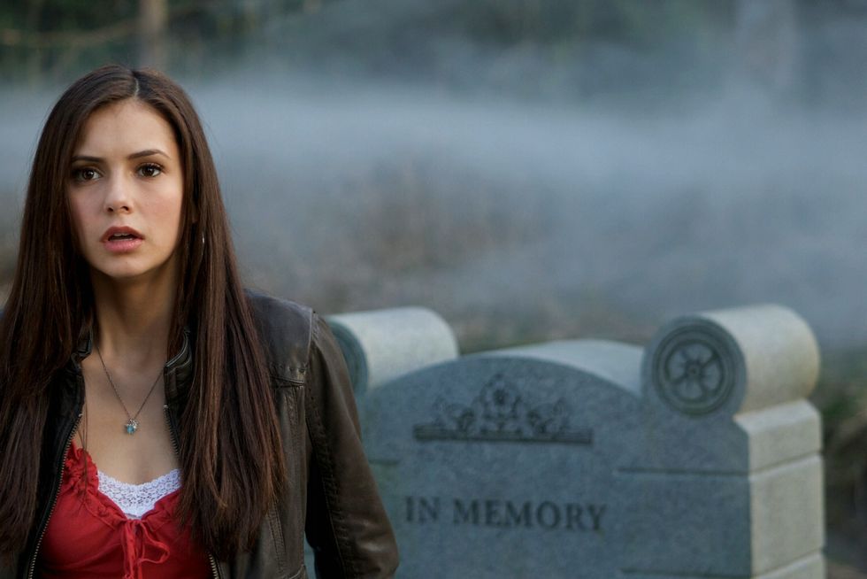 elena gilbert at a graveyard, the vampire diaries