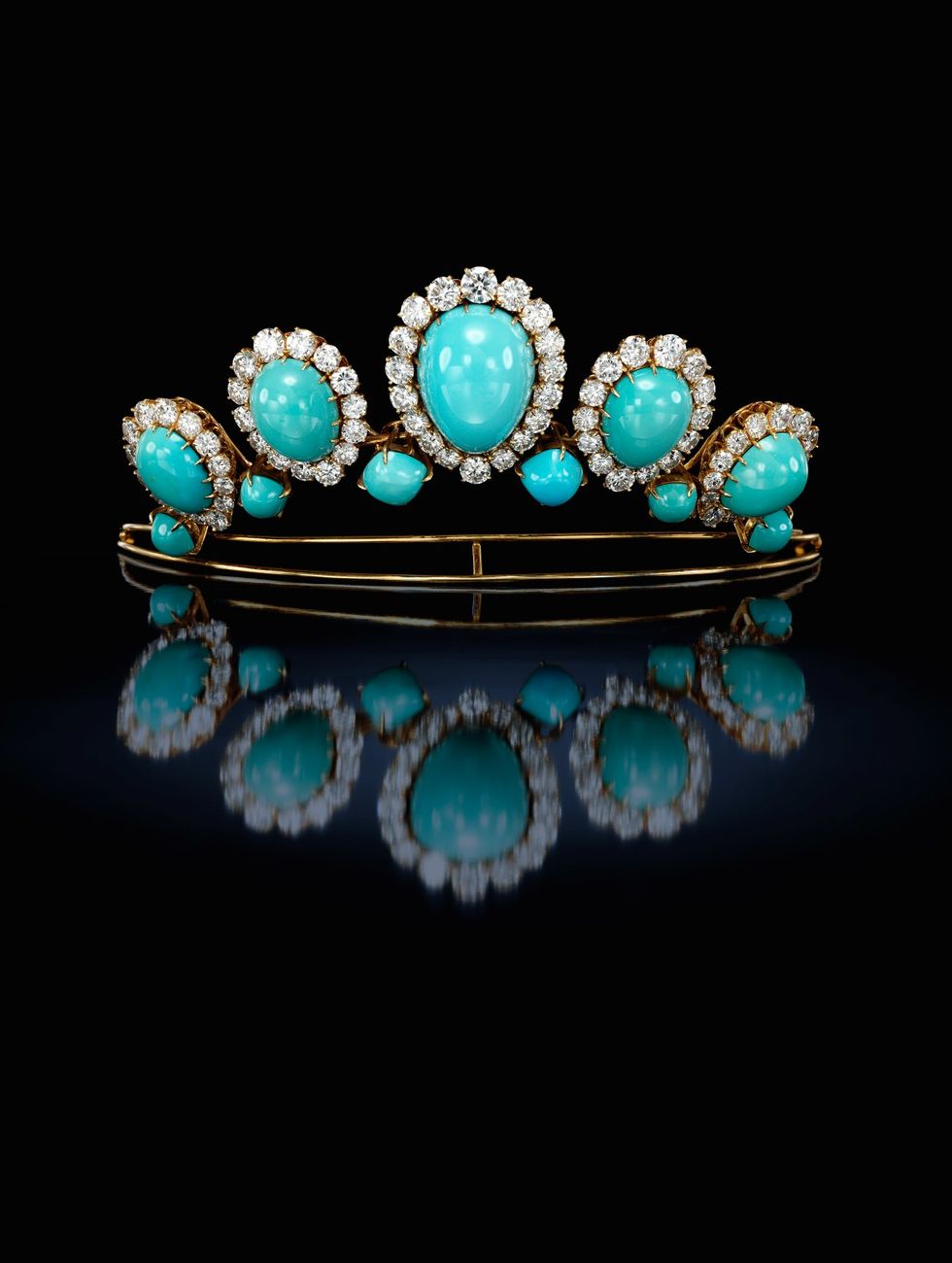 a turquoise tiara which will be on display at sotheby's this summer for the platinum jubilee