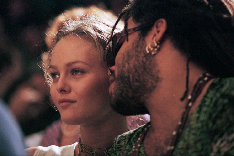 Vanessa Paradis and Lenny Kravitz attend the Vivienne Westwood Ready to Wear SpringSummer 1995 show as part of Paris Fashion Week on October 12, 1994 in Paris, France Photo by Stephen CardinalSigma via Getty Images