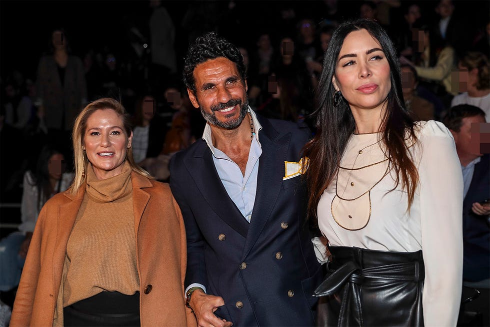 Vania Millán, Óscar Higares y Fiona Ferrer en el desfile de Andrés Sardá en la MBFWM