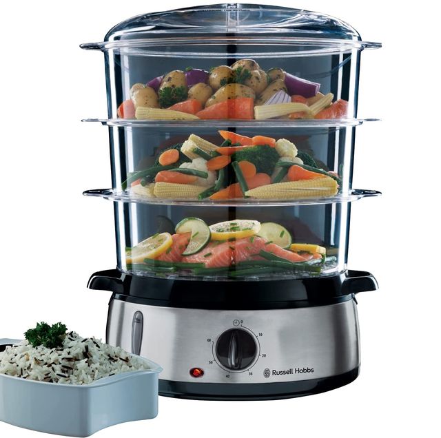 tiene un recipiente para cocinar al vapor en el microondas: comida  saludable en minutos