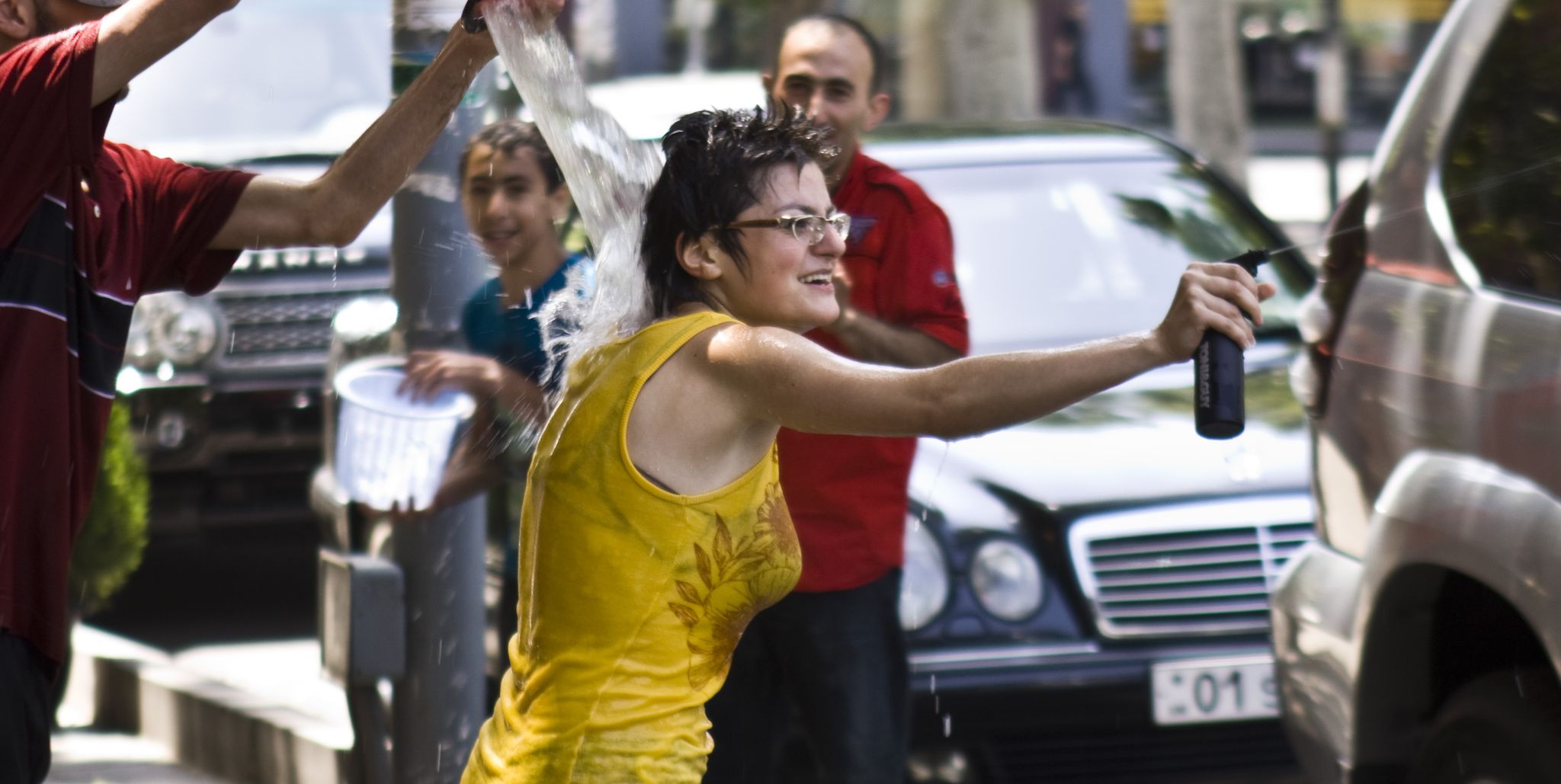 woman drenched yerevan armenia vardavar water festival