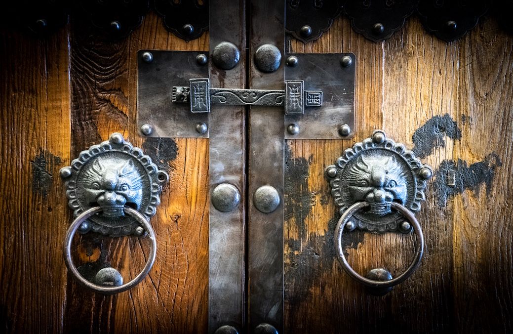 Door knocker, Door handle, Door, Wood, Latch, Symbol, Still life photography, Cross, Metal, 