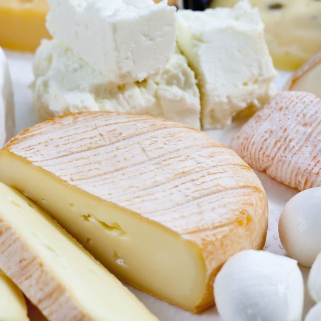 varieties of cheeses, close up