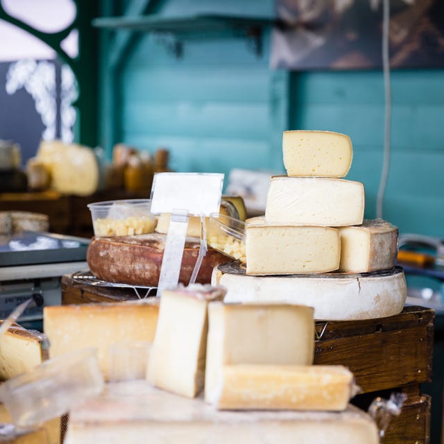 variety of cheese in a store