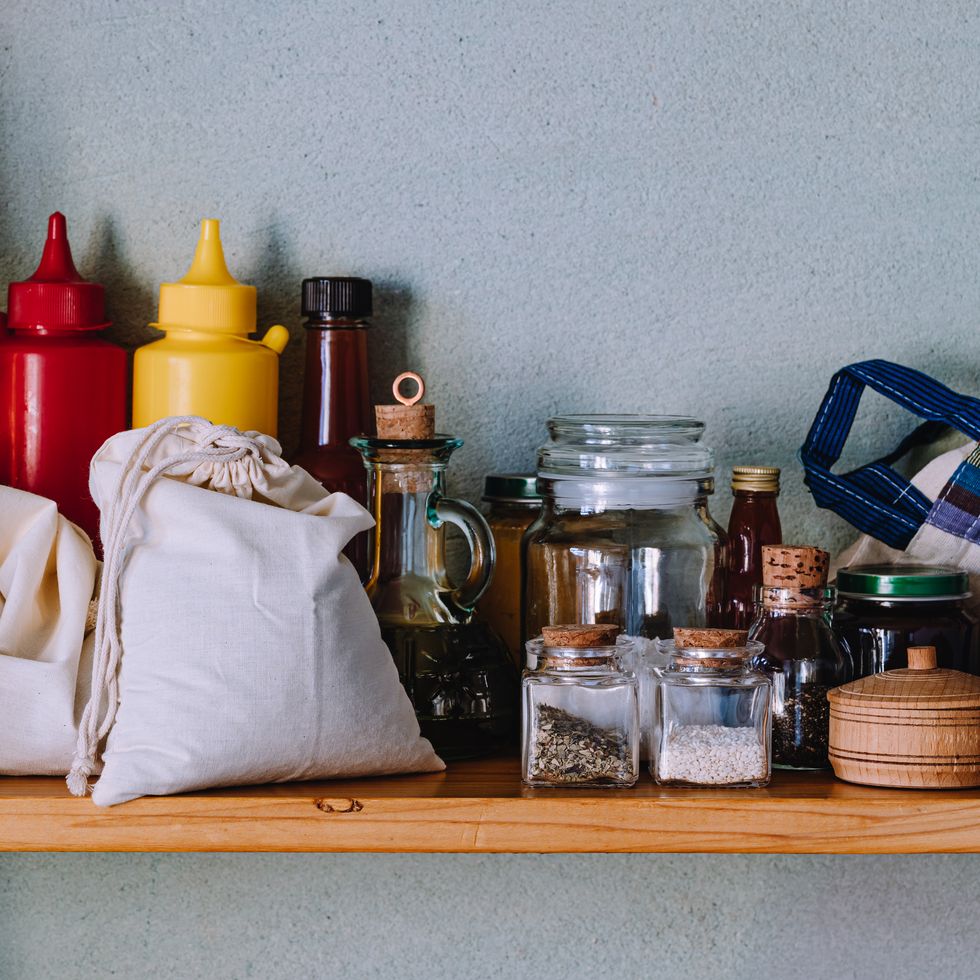 various foods in a pantry, rustic style