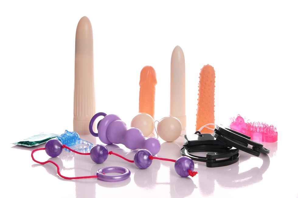 Various Sex Toys On White Background