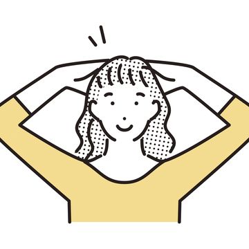 vector illustration of a woman doing a scalp massage