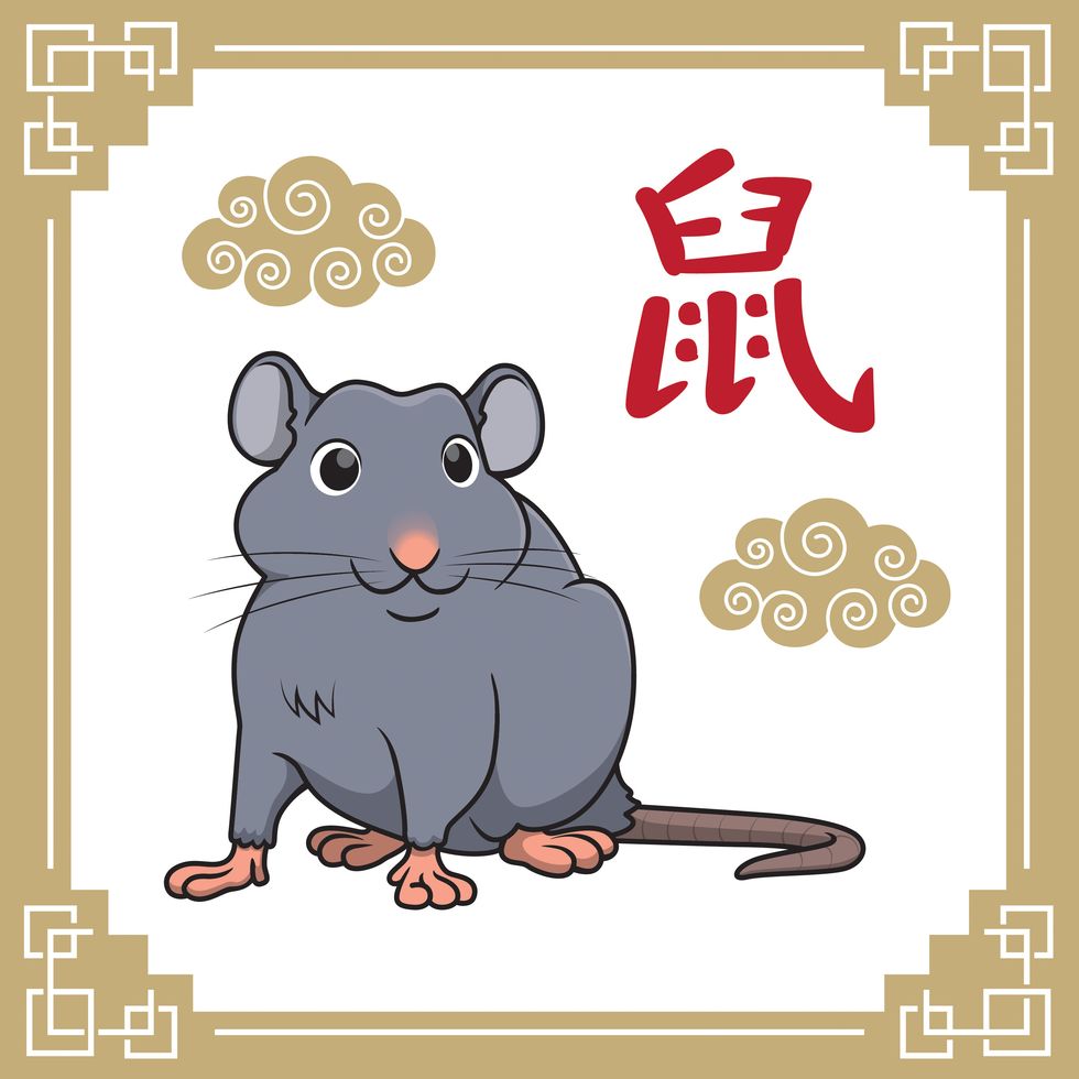 vector illustration year of the rat, the 12 chinese horoscope animals isolated on white background chinese calendar or chinese zodiac sign concept cartoon characters education and school kids coloring page, printable, activity, worksheet, flashcard