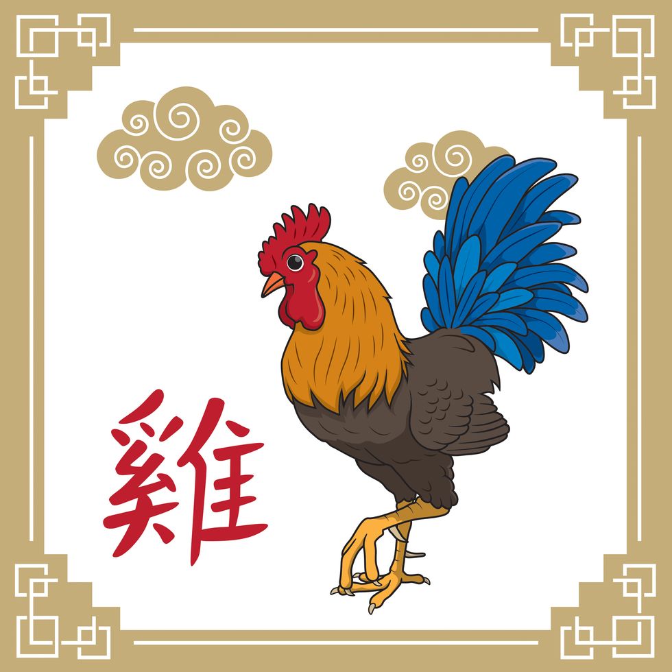 vector illustration year of the rooster,12 chinese horoscope animals isolated on white background chinese calendar or chinese zodiac sign concept cartoon characters education and school kids coloring page, printable, activity, worksheet, flashcard