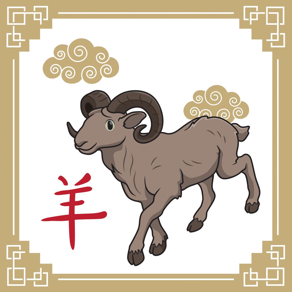 vector illustration year of the sheep, the 12 chinese horoscope animals isolated on white background chinese calendar or chinese zodiac sign concept cartoon characters education and school kids coloring page, printable, activity, worksheet, flashcard