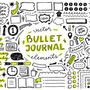 vector set of elements for bullet journal