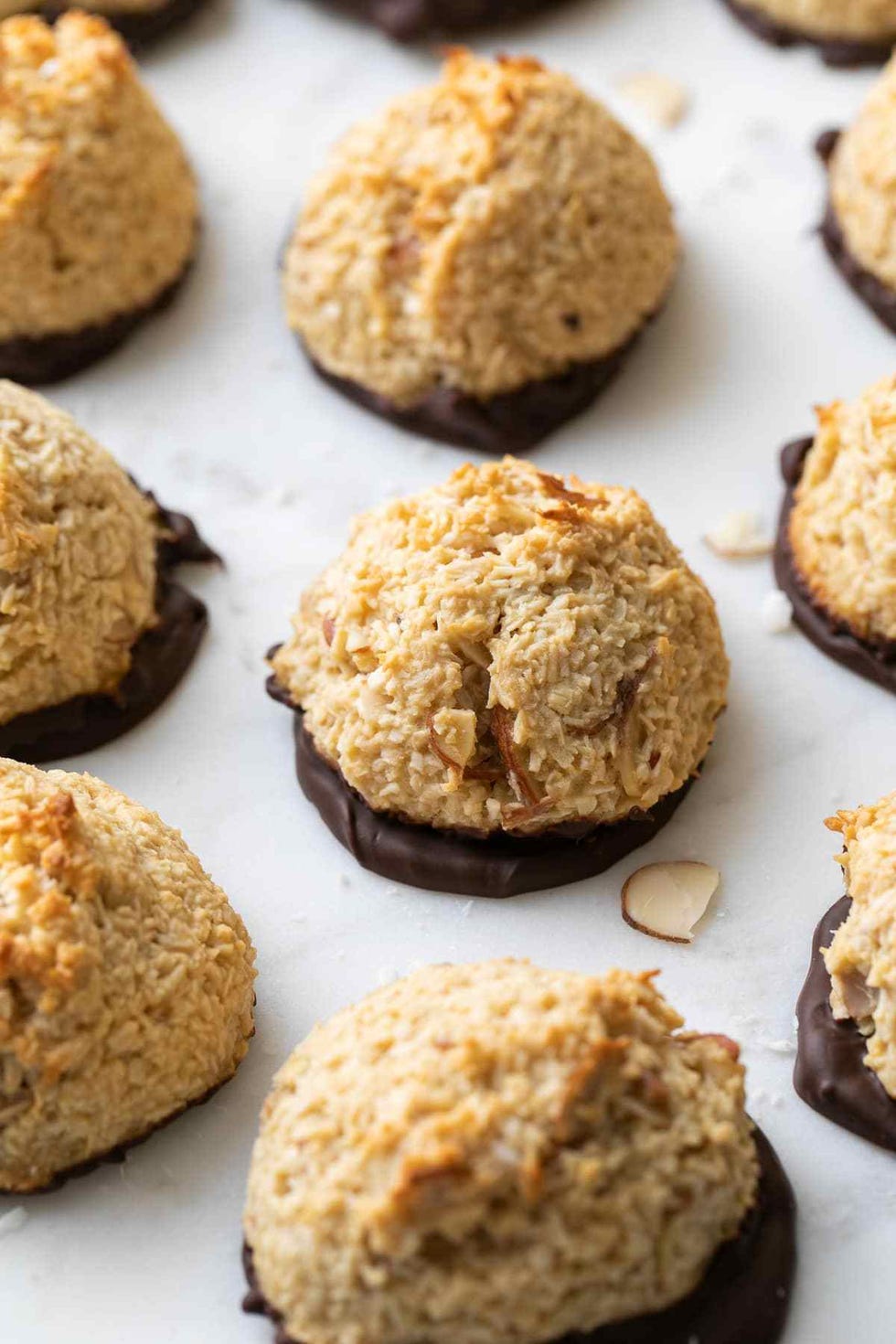 coconut macaroons with chocolate bottoms