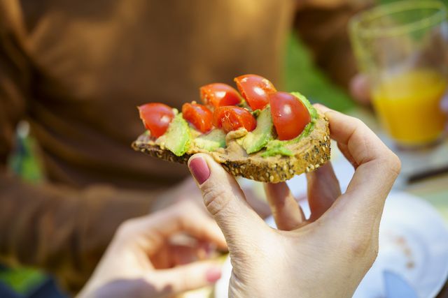 vegan bread with avocado and cherry tomatoes