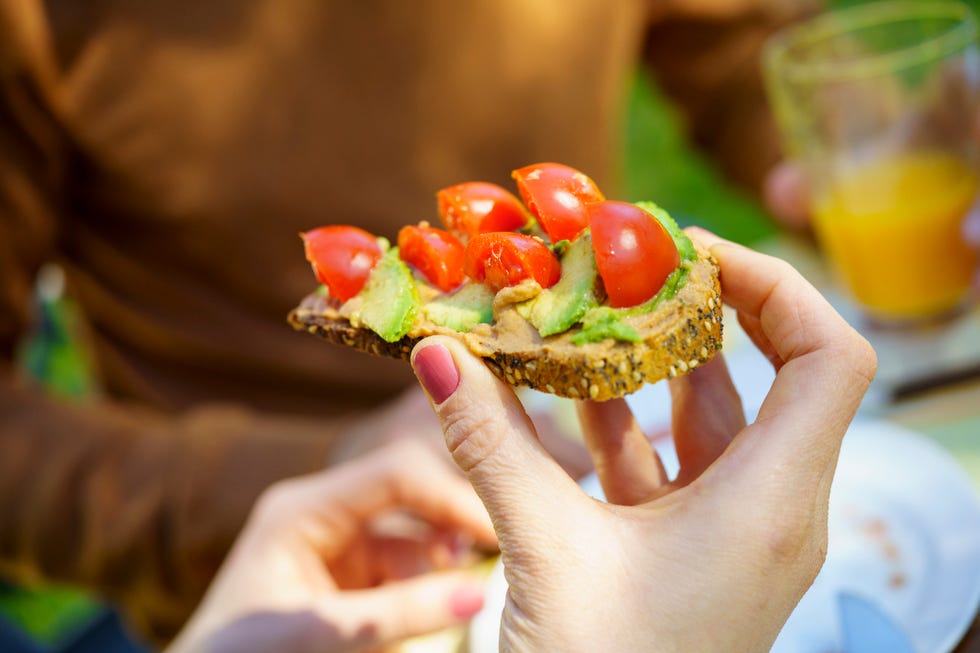 vegan bread with avocado and cherry tomatoes