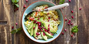 Vegan bulgur salad in bowl