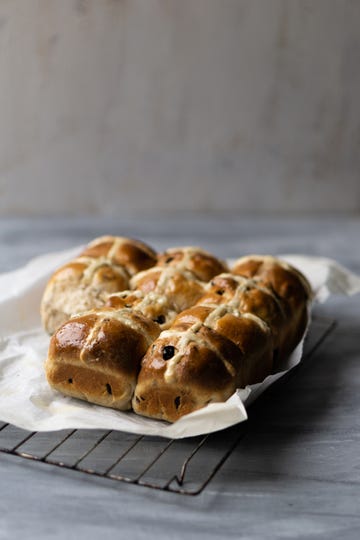 freshly baked vegan hot cross buns made at home