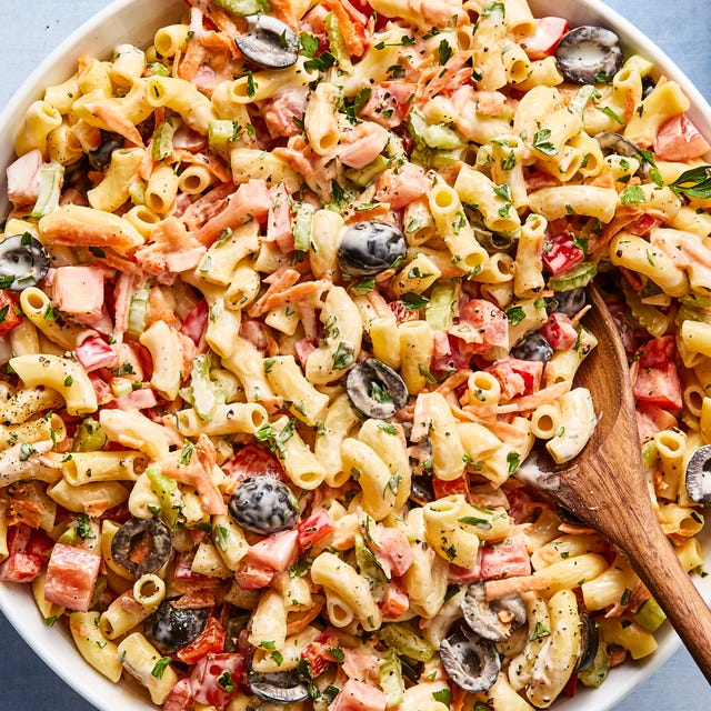 Vegan Macaroni Salad elbow noodles tossed with veggies in a vegan mayo mixture