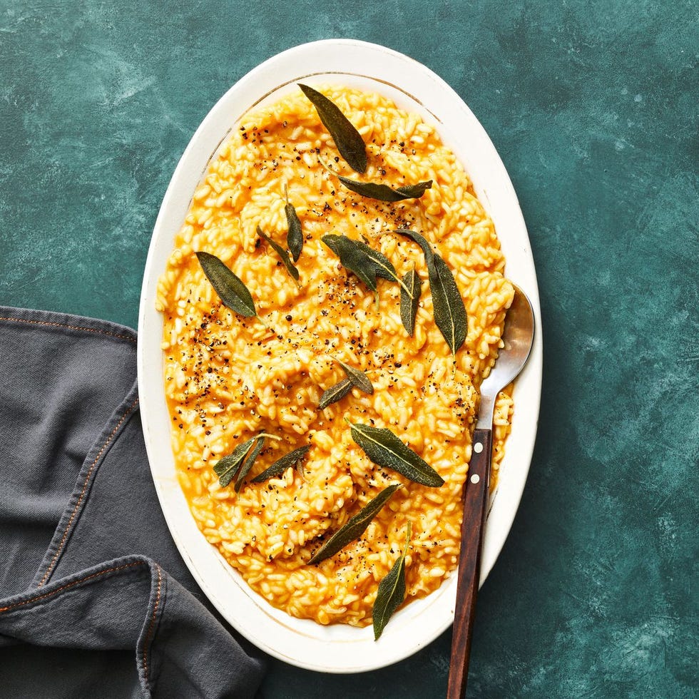 pumpkin risotto with crispy sage served on top