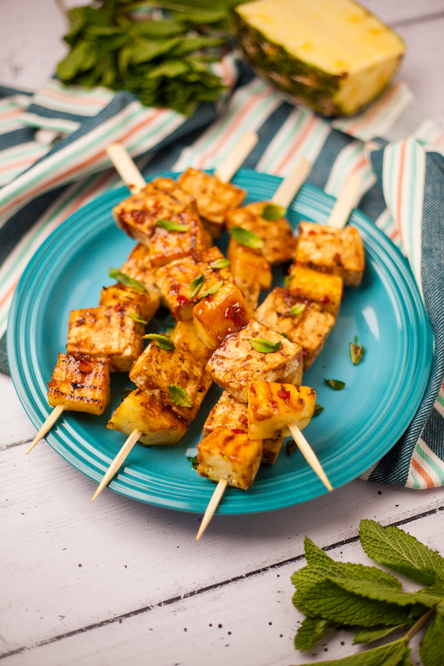 best vegetarian barbecue recipes sticky tofu and pineapple skewers