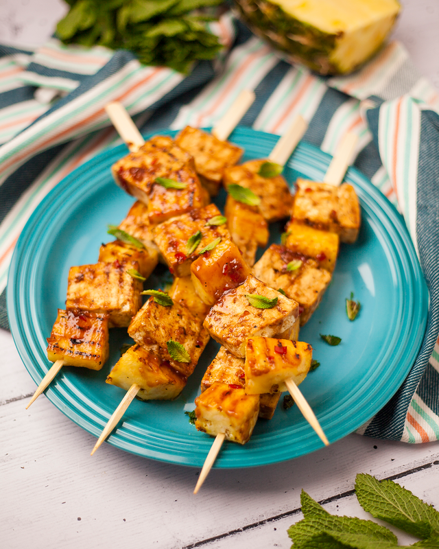 best vegetarian barbecue recipes sticky tofu and pineapple skewers