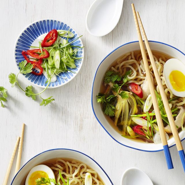 vegetable ramen with mushrooms and bok choy