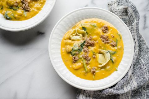 vegetable soup recipes butternut squash, sausage, and tortelloni soup
