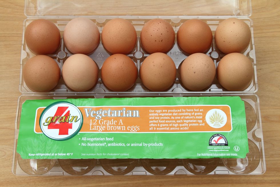 vegetarian grain fed brown eggs
