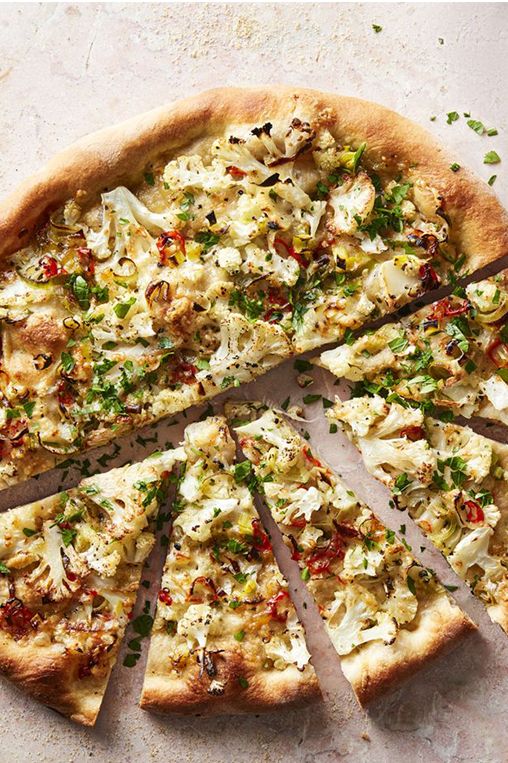 vegetarian recipes roasted cauliflower and red chile pizza