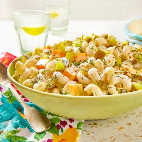 vegetarian super bowl recipes dill pickle pasta salad