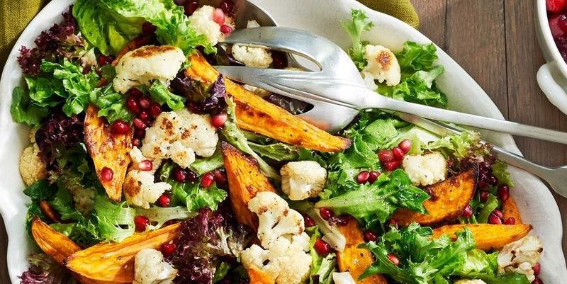 salad with sweet potatoes cauliflower and other veggies