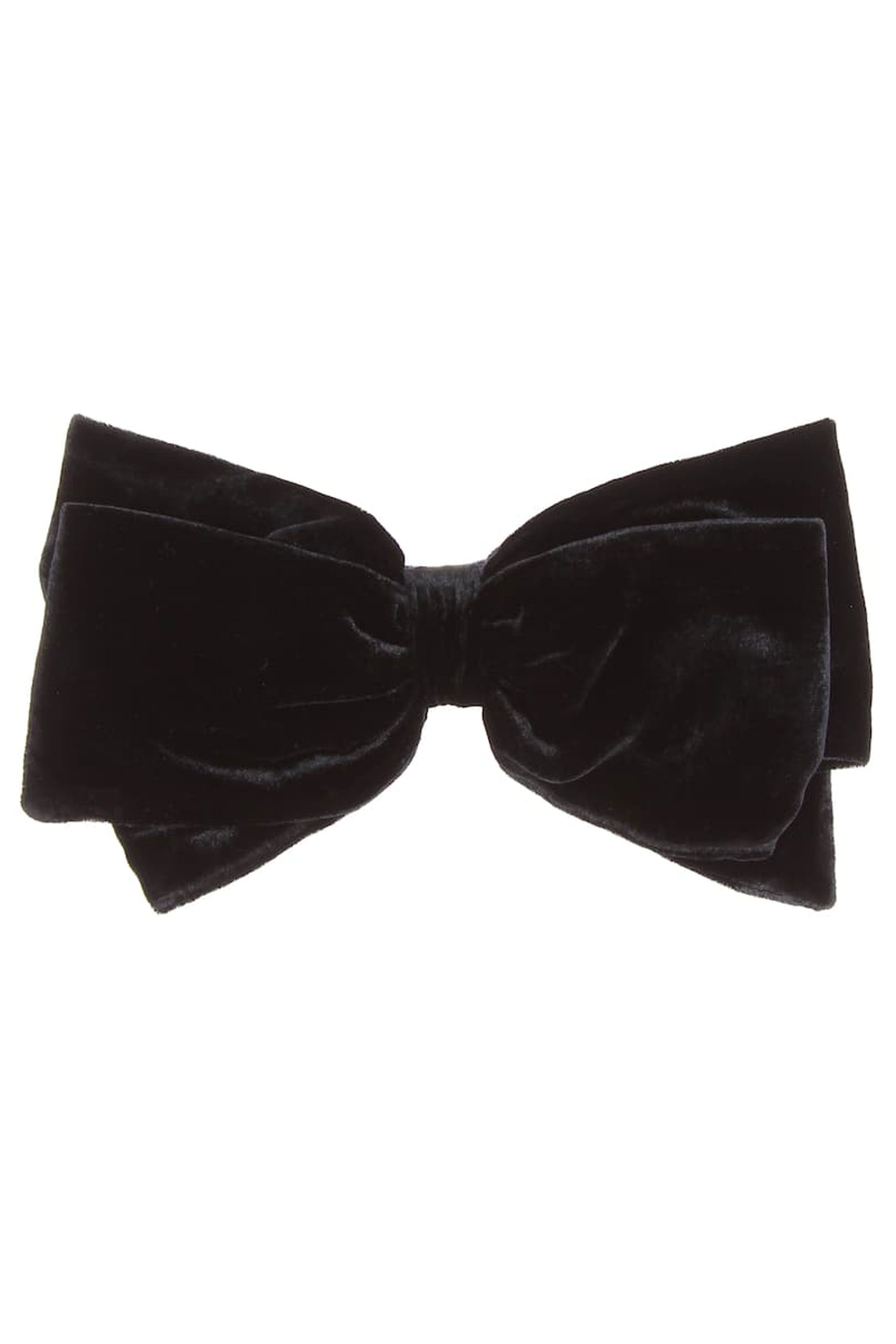 Embellished Velvet Bow Barrette in Black - Miu Miu