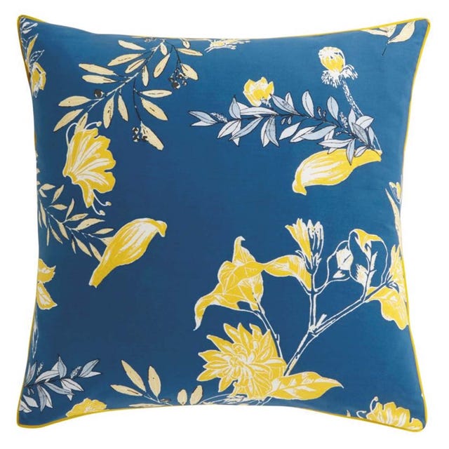 Cojín floral en azul y amarillo Cojín floral en azul y amarillo