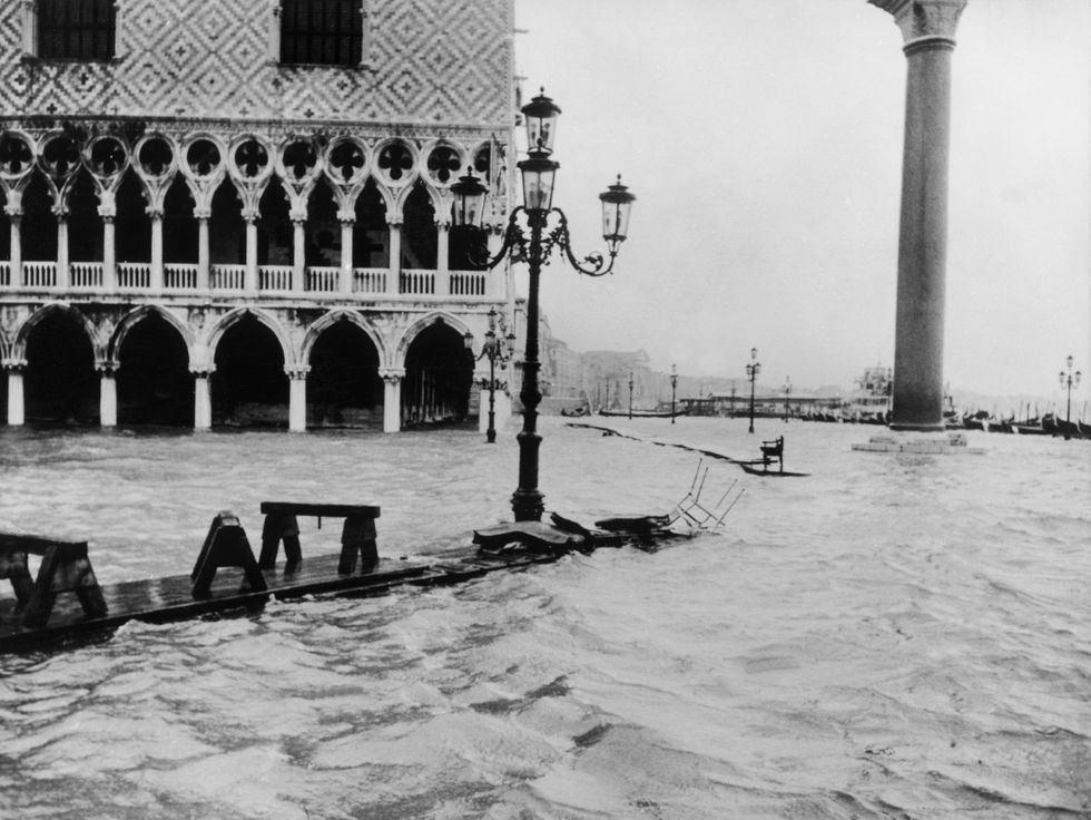 italy   january 01  the doges palace in venice under water during the floods in november 1966  photo by keystone francegamma keystone via getty images