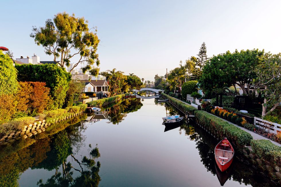 venice canals residential district in los angeles, california, usa