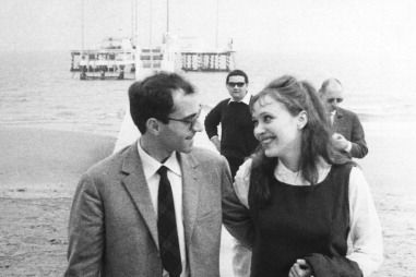 Venice, Jean Luc Godard And His Wife Anna Karina. September 1963
