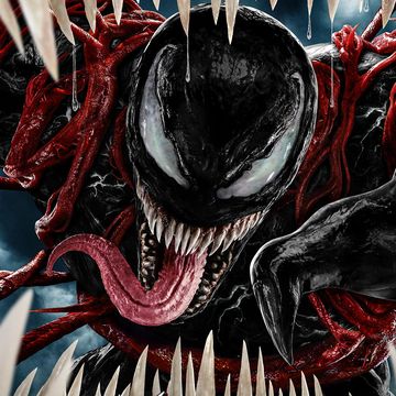 venom with his mouth open in the venom let there be carnage poster