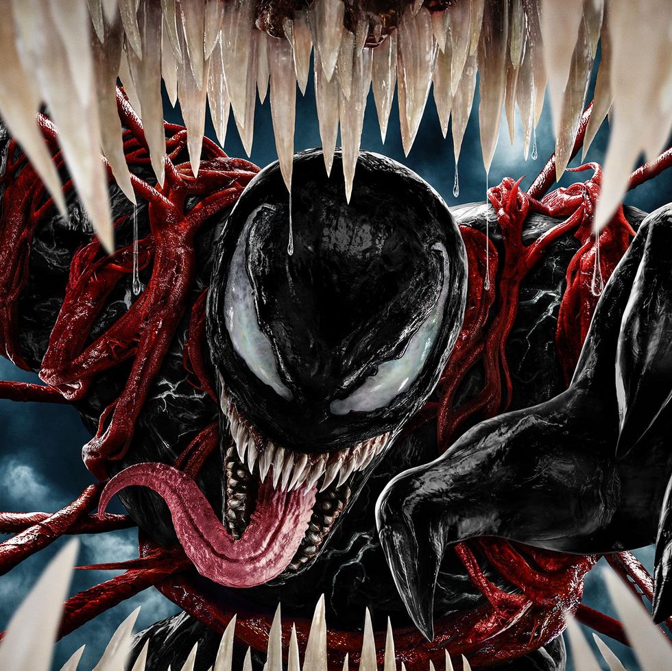 venom with his mouth open in the venom let there be carnage poster