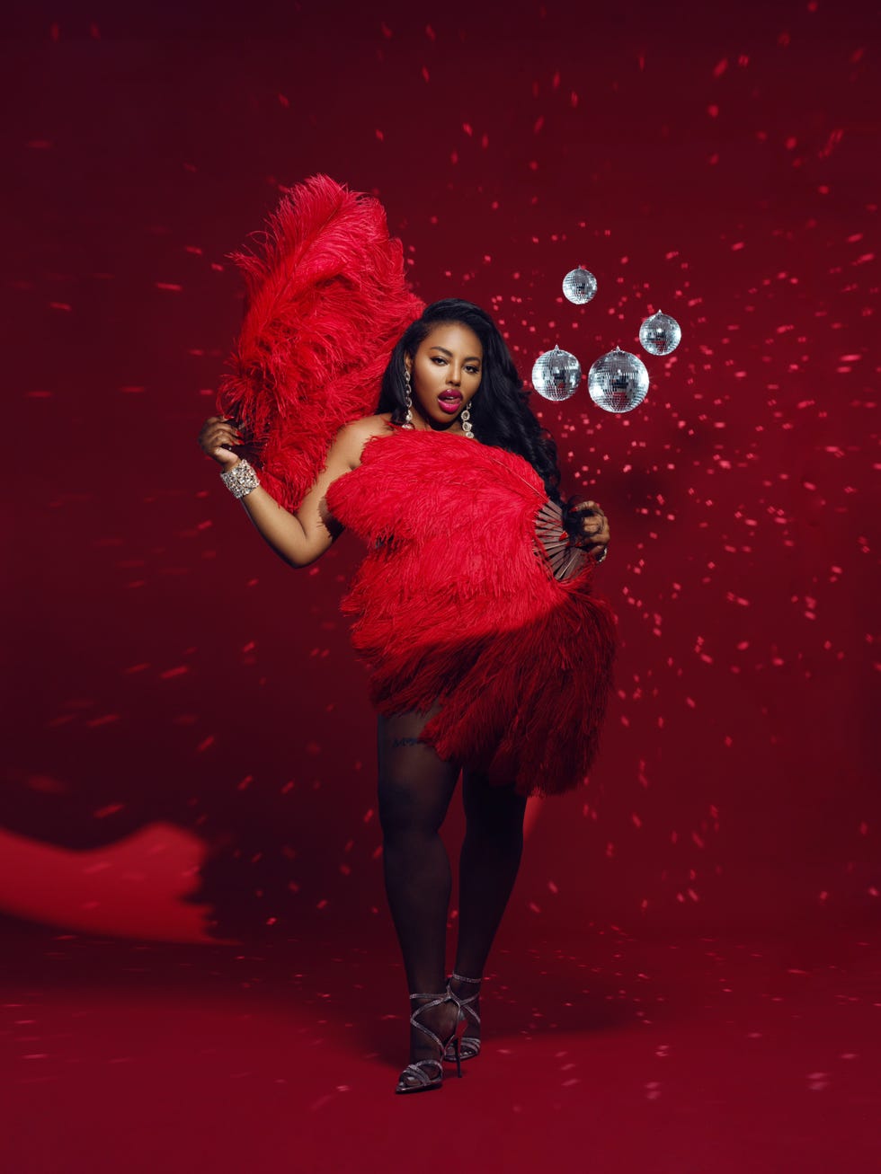 a person in a red dress