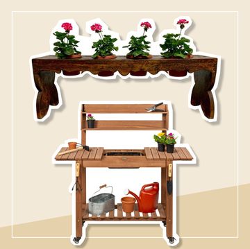 a shelf with flowers on it