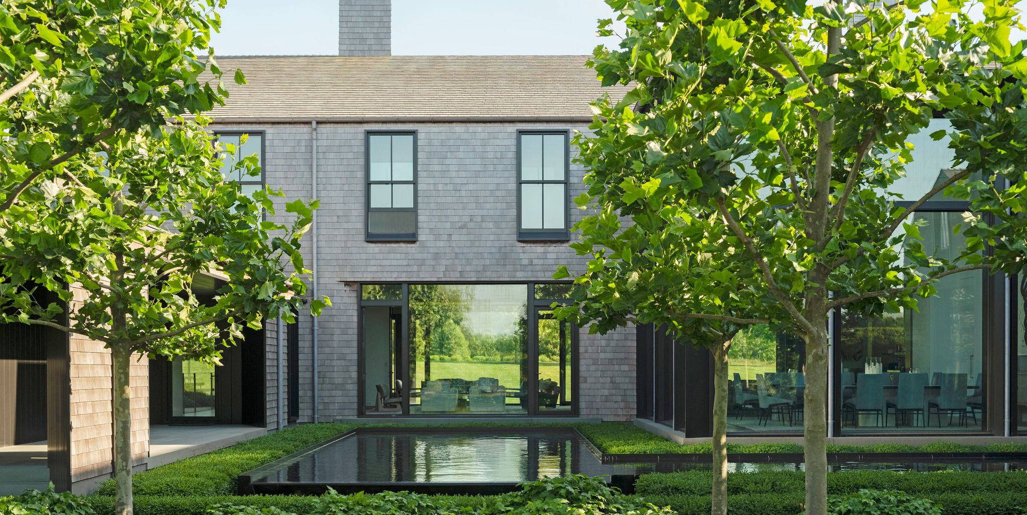 bridgehampton new york home pollarded plane trees give statuesque definition without obscuring views