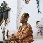 paula whaley poses for a portrait inside of oneeki design studio, her art studio and home in baltimore on april 7, 2021