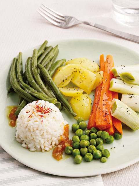 verduras al vapor con arroz