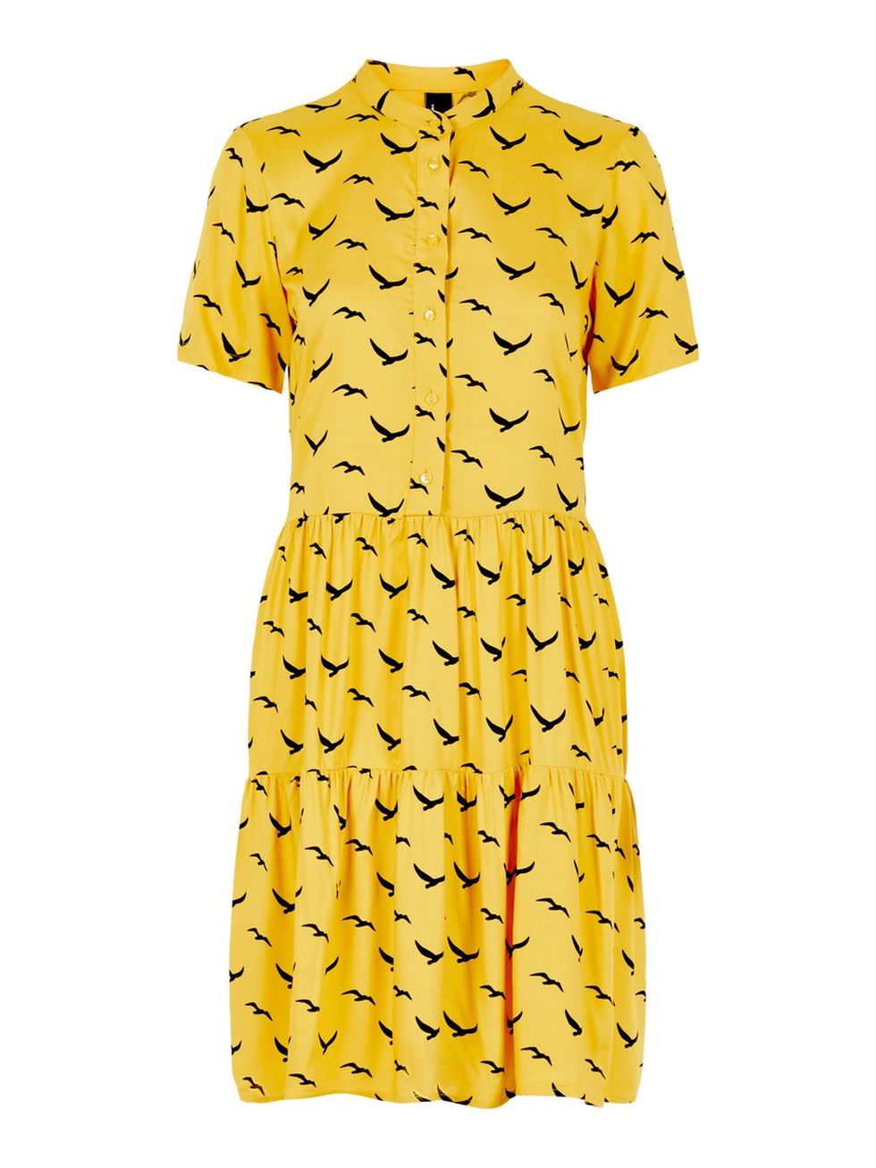 Clothing, Day dress, Yellow, Dress, Sleeve, Orange, Cover-up, Pattern, Collar, Pattern, 